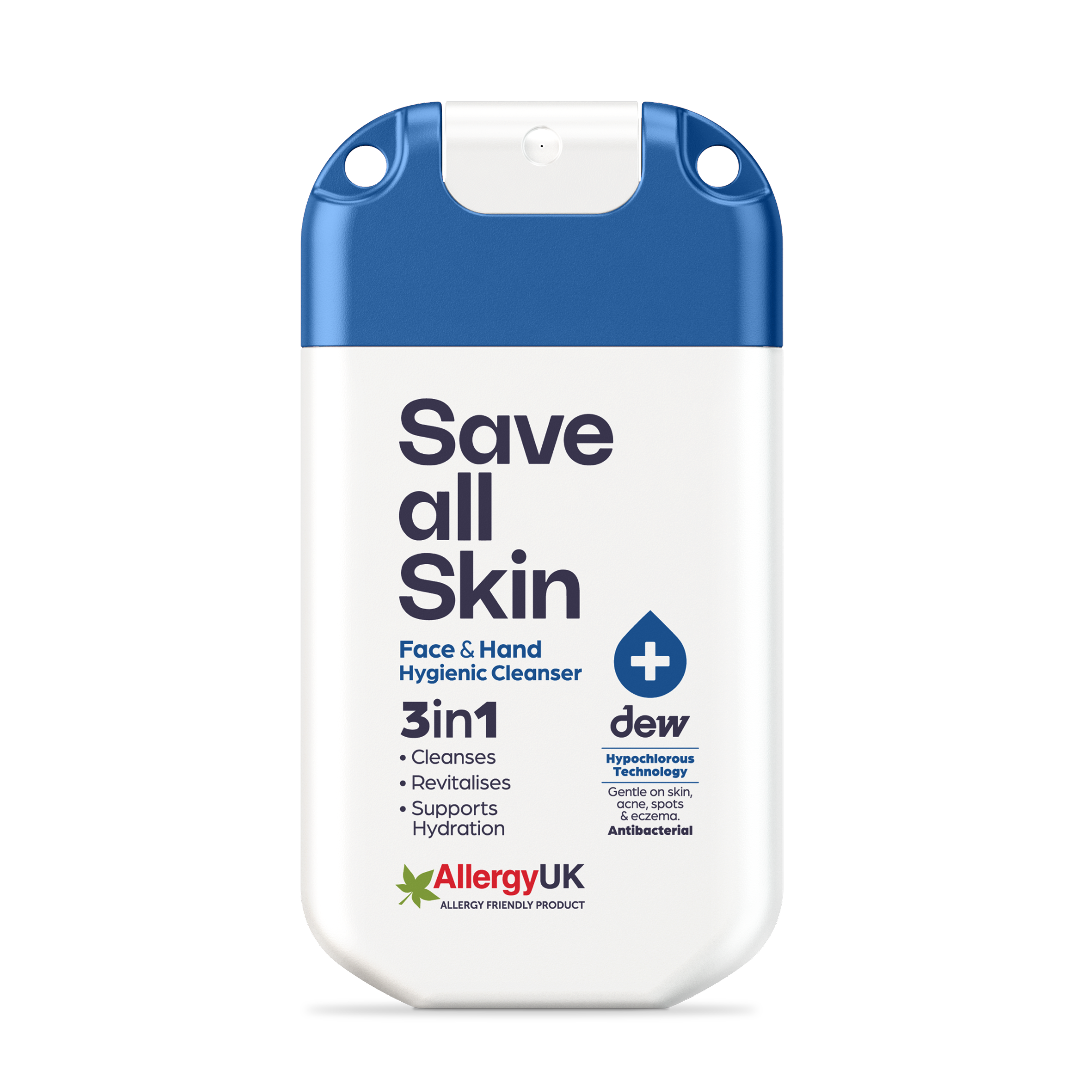 3-in-1 Face & Hand Hygienic Cleanser 30ml mist - Luminous Blue / White
