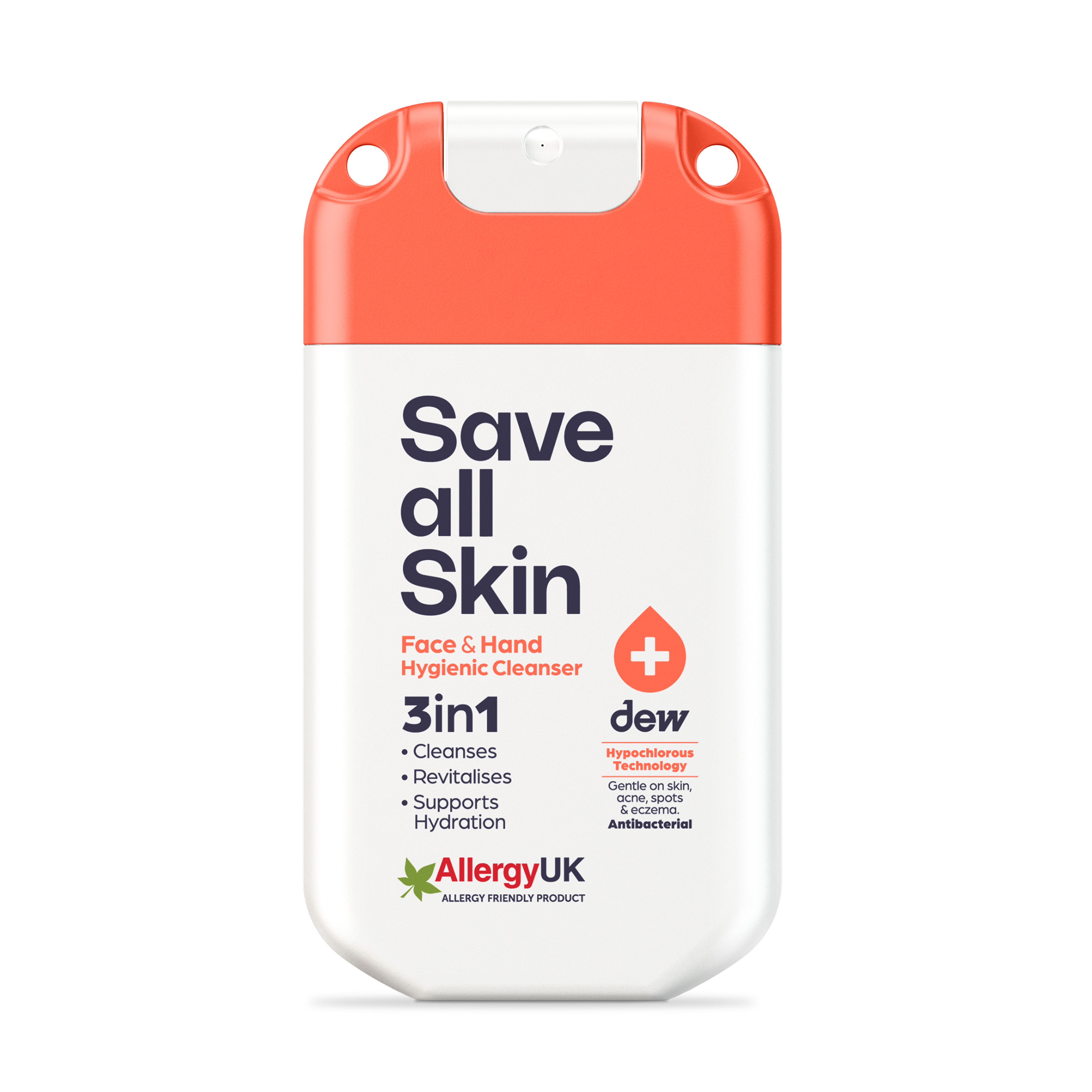 3-in-1 Face & Hand Hygienic Cleanser 30ml mist - Energy Orange / White