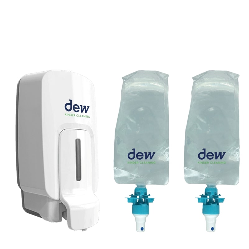 Sanitiser Dispenser Wall Mounted c w Refill Pouch 1L x 2 Dew